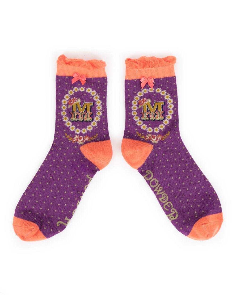 Powder Designs 'M' Alphabet Bamboo Ankle Socks